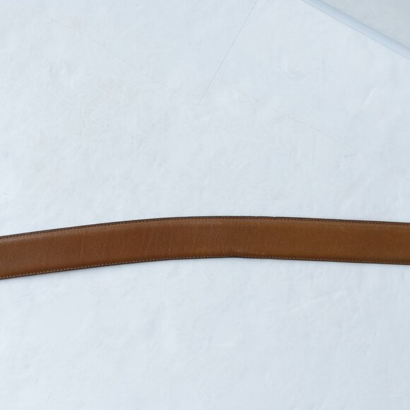 FInsbury Tan Leather Western Belt Minimalist Quiet Luxury Camel Silver Belt - Picture 5 of 11